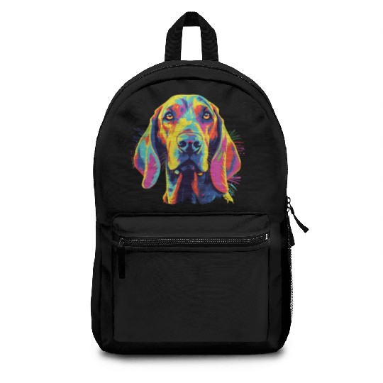 Watercolor Colorful American English Coonhound Backpacks