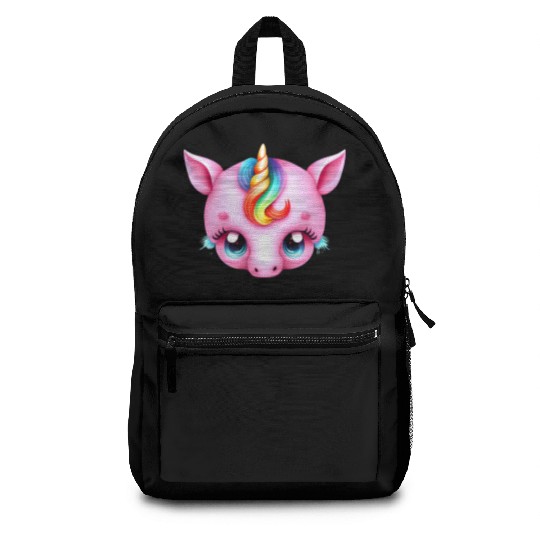 Pink Baby Rainbow Unicorn Head Backpacks