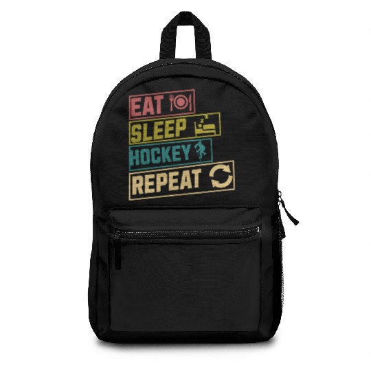 Eat sleep hockey repeat hobby Backpacks