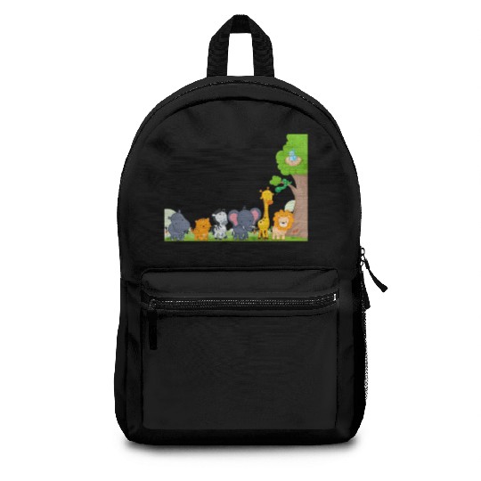 Multi zoo animals lion giraf elephant Backpacks