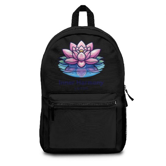 nner Harmony Lotus - Serene Water & Flower Design Backpacks