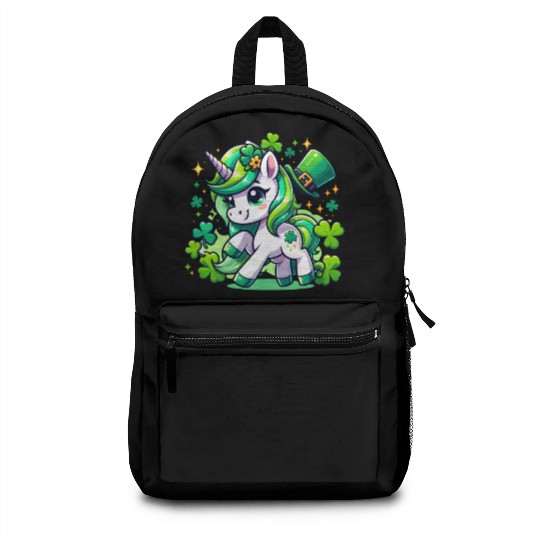 Irish St Patricks Day Green unicorn Funny Backpacks