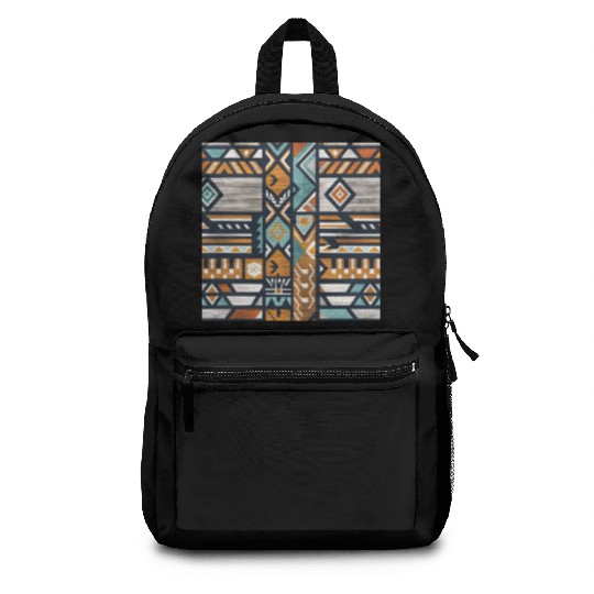 Urban Tribal Pattern - Aztec - Concrete and Wood Backpacks