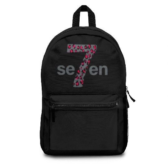 7 in red animal print Backpacks