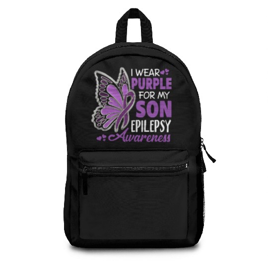 I Wear Purple For My Son Epilepsy Awareness Backpacks