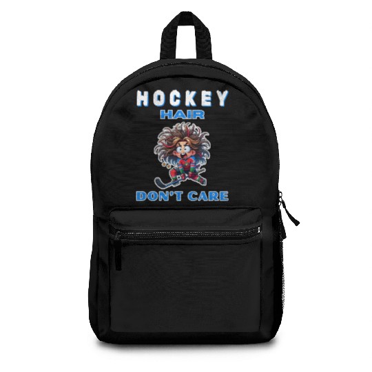 Funny Hockey Ice Girl Hair Don't Care Backpacks