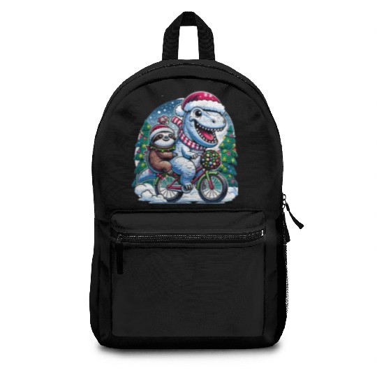 Winter Wonderland T-Rex and Sloth Cycling Duo Backpacks