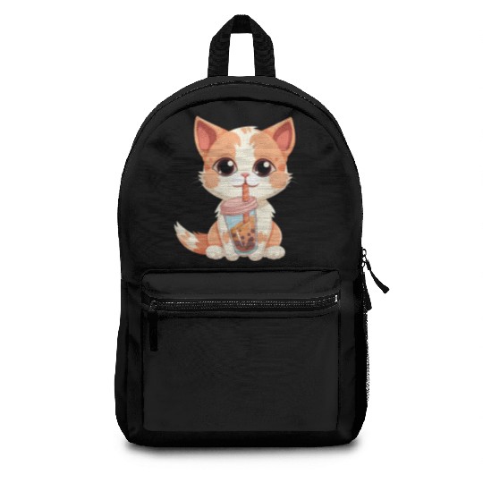 Cat Boba Tea Bubble Tea Anime Kawaii Neko Backpacks