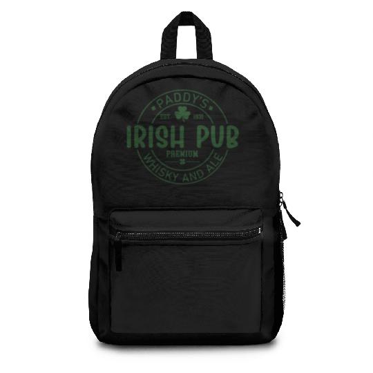 Irish Pub Whisky and Ale, St Patricks Day Backpacks