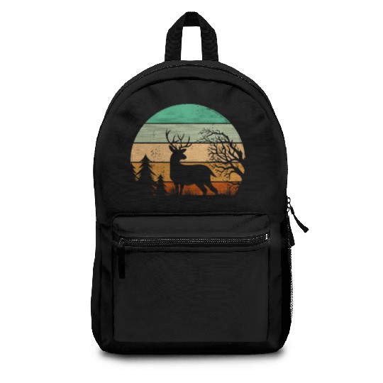 Serene Deer Twilight Forest Silhouette Backpacks