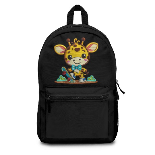 Skateboarding Giraffe Buddy Backpacks