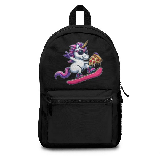 Unicorn Snowboarder Pizza Cool Backpacks