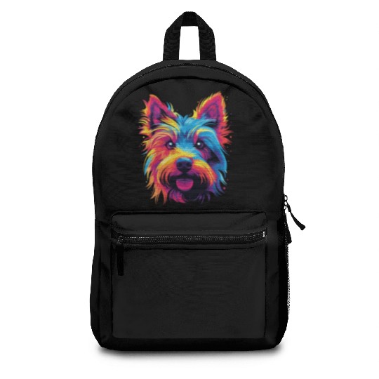 Watercolor Colorful Australian Silky Terrier Backpacks
