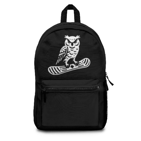 Minimalist Design: Owl Snowboarder Silhouette Backpacks