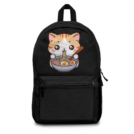 Cute Cat Eating Ramen Backpacks