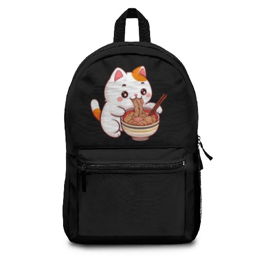 Cute Cat Eating Ramen Backpacks
