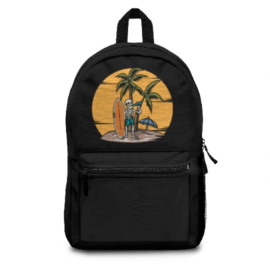 Surfing Surfer Skeleton Skull Nature Backpacks