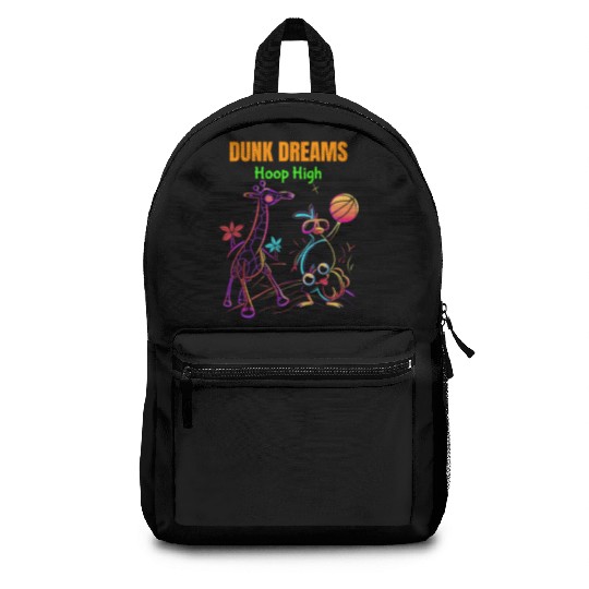 Slam Dunk Safari: Neon Hoops with Giraffe &Penguin Backpacks