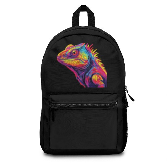 Watercolor Colorful Chameleon Colorful Animals Backpacks