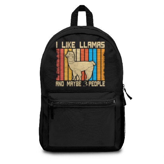 Vintage Llama I Like Llamas And Maybe 3 People T-S Backpacks
