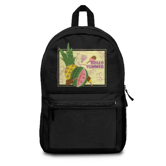 Hello summer fruit ice cream flowers & butterfly Backpacks