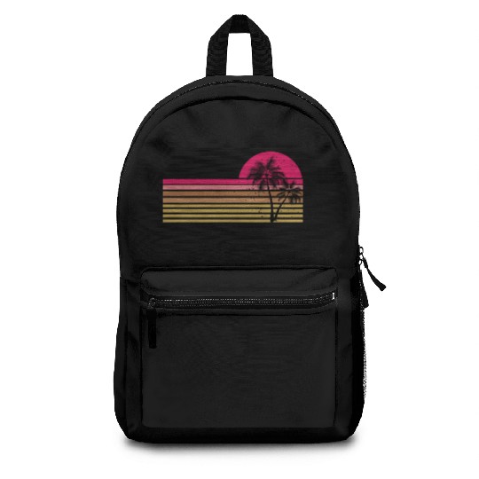 Retro Palm Tree Sun Rise Backpacks