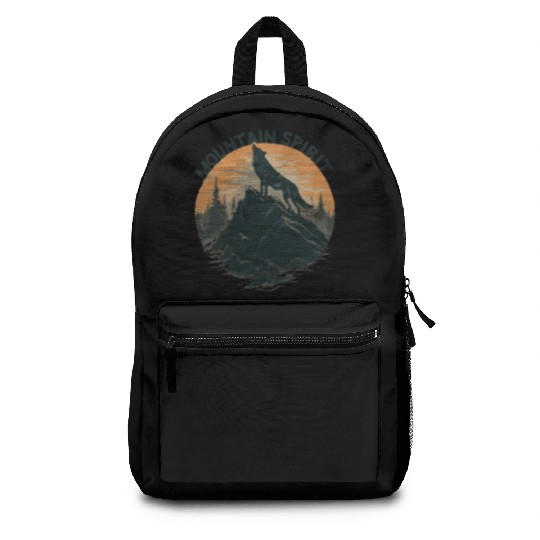 Mountain Majesty Wolf Howling on the Peak Backpacks