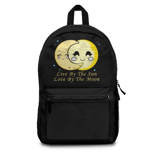 Live By The Sun Love By The Moon, Cartoon Sun Moon Backpacks