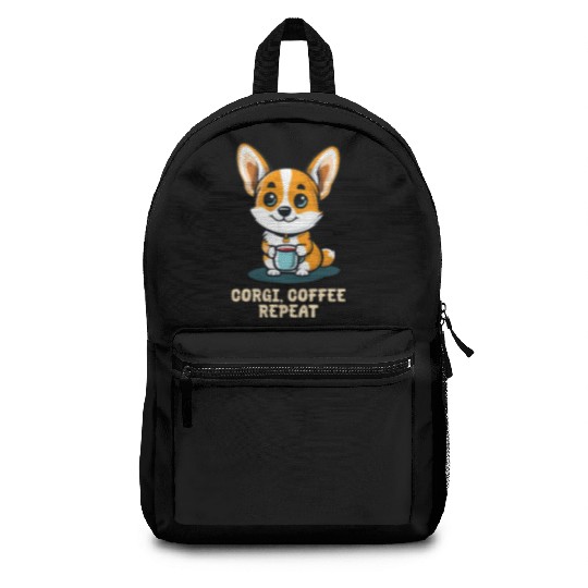 Corgi Mom Dad Corgi Coffee Repeat Backpacks