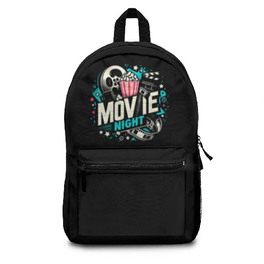 Movie Night Popcorn Film Theatre Cinema Ticket Backpacks