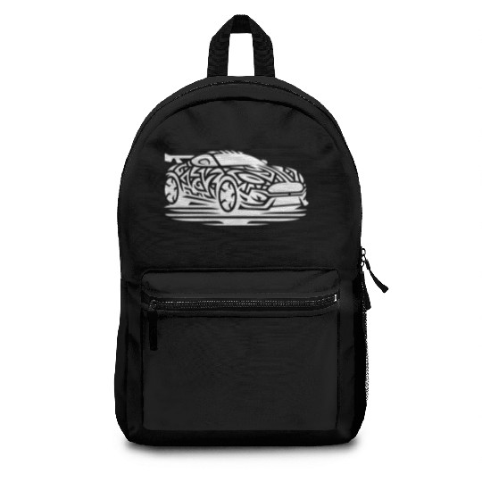 Racy Cool Sports Car In T Tattoo Style Backpacks