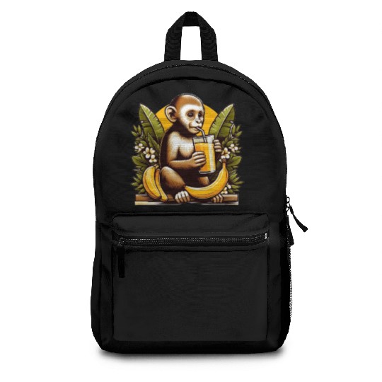 Monkey Sipping Banana Juice Backpacks