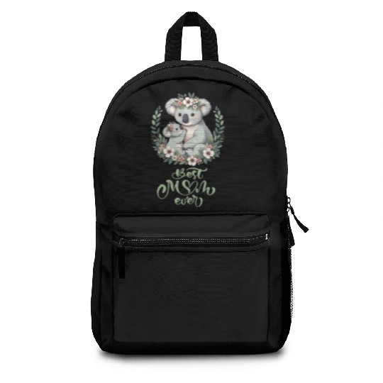 Best Mom Ever Koala Embrace Floral Wreath Backpacks
