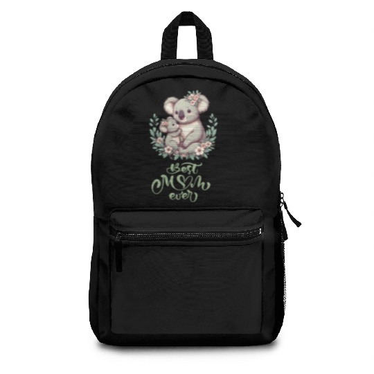 Best Mom Ever Koala Embrace Floral Wreath Backpacks