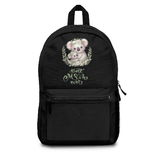 Best Mom Ever Koala Embrace Floral Wreath Backpacks