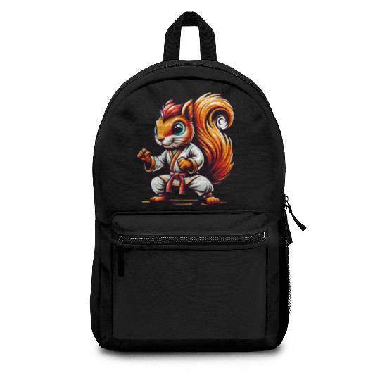 Karate Sport Squirrel Nuts Animal Lover Design Backpacks