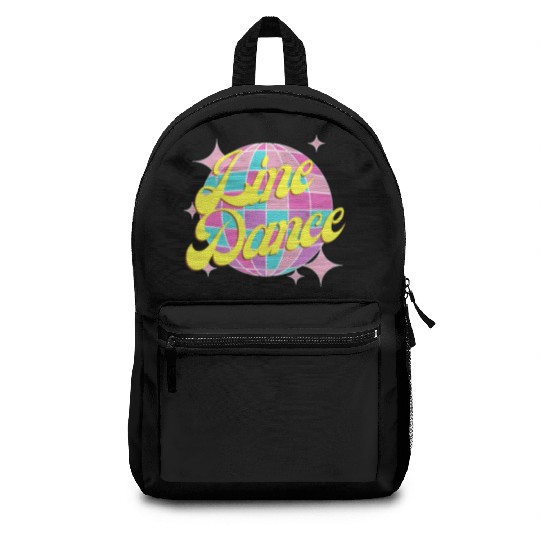 Line dance disco ball in fun neon party colors Backpacks