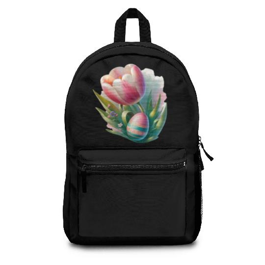 Spring Colorful Tulip With Easter Egg Backpacks