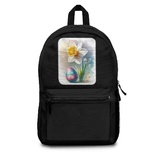 A Beautiful Daffodil With an Easter Egg Backpacks