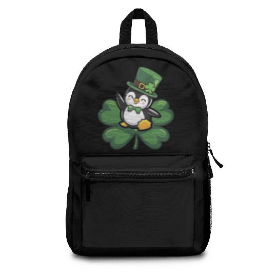 St. Patrick's Day Penguin: Cute Cartoon Design Backpacks