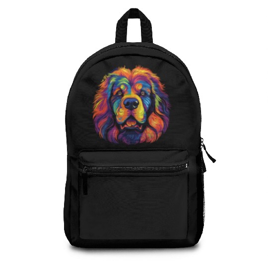 Watercolor Colorful Tibetan Mastiff Backpacks