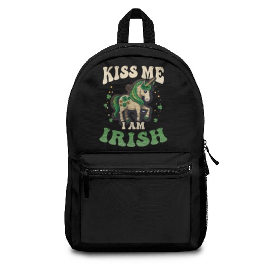 Irish Unicorn St Patricks Kiss Me Irish Backpacks