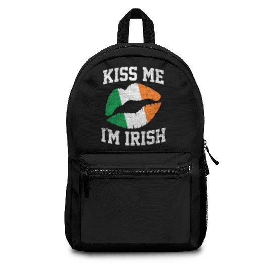 KISS ME IM IRISH ST PATRICKS DAY Backpacks