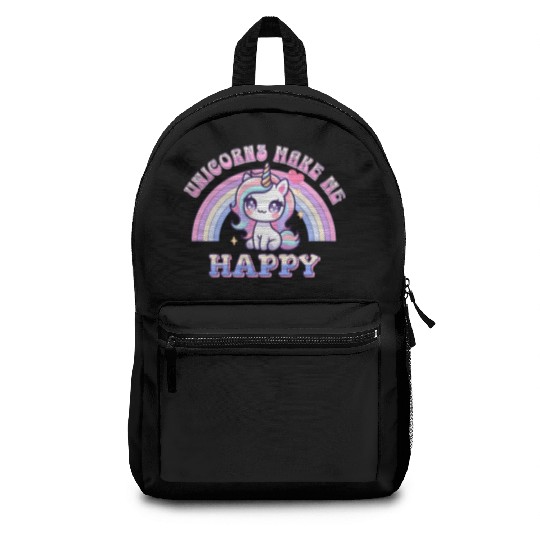 Unicorns Make Me Happy Unicorn-Lover Pastel Backpacks