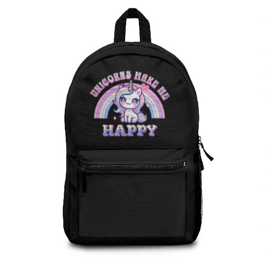 Unicorns Make Me Happy Unicorn-Lover Pastel Backpacks