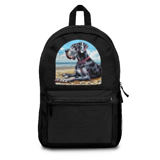 Great Dane On The Beach Backpacks