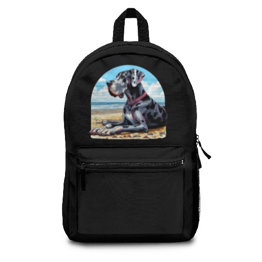 Great Dane On The Beach Backpacks