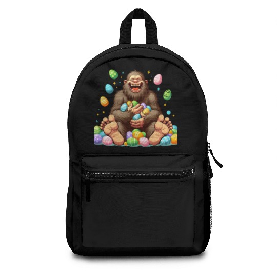 Colorful Easter Eggs Surrounding Bigfoot Backpacks