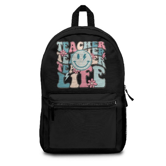 Teacher Life Happy Face Teachers Day Retro Backpacks