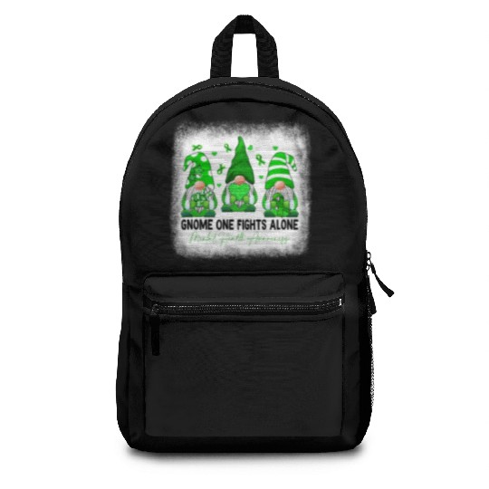 Gnome Mental Health Awareness Green Ribbon Backpacks